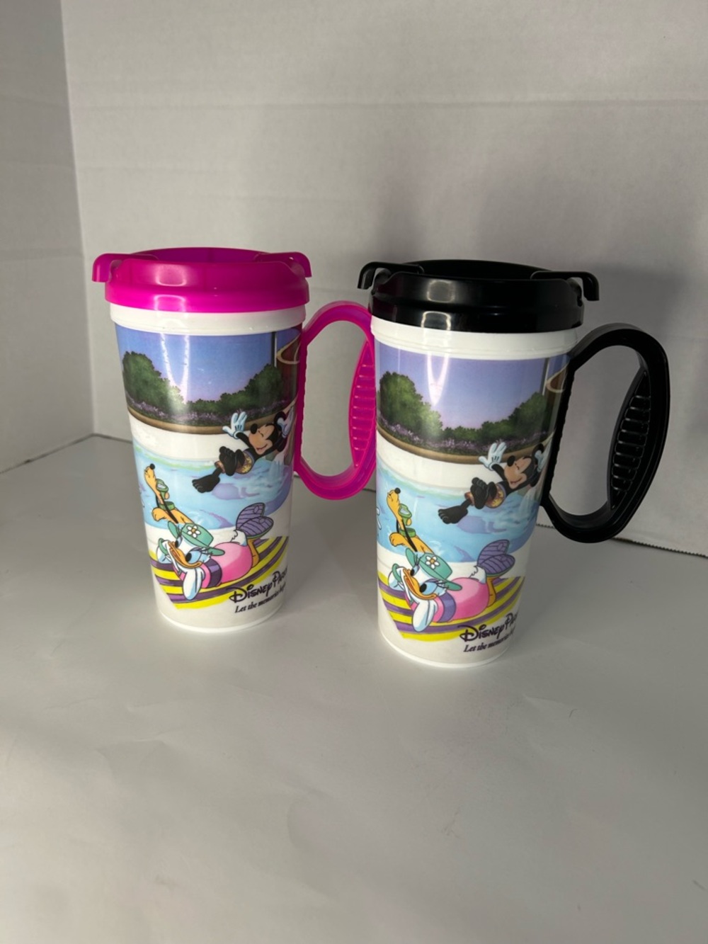 Walt Disney Parks - Souvenir Travel Mugs (2 Mugs) - Black /Pink - Mickey & Minni